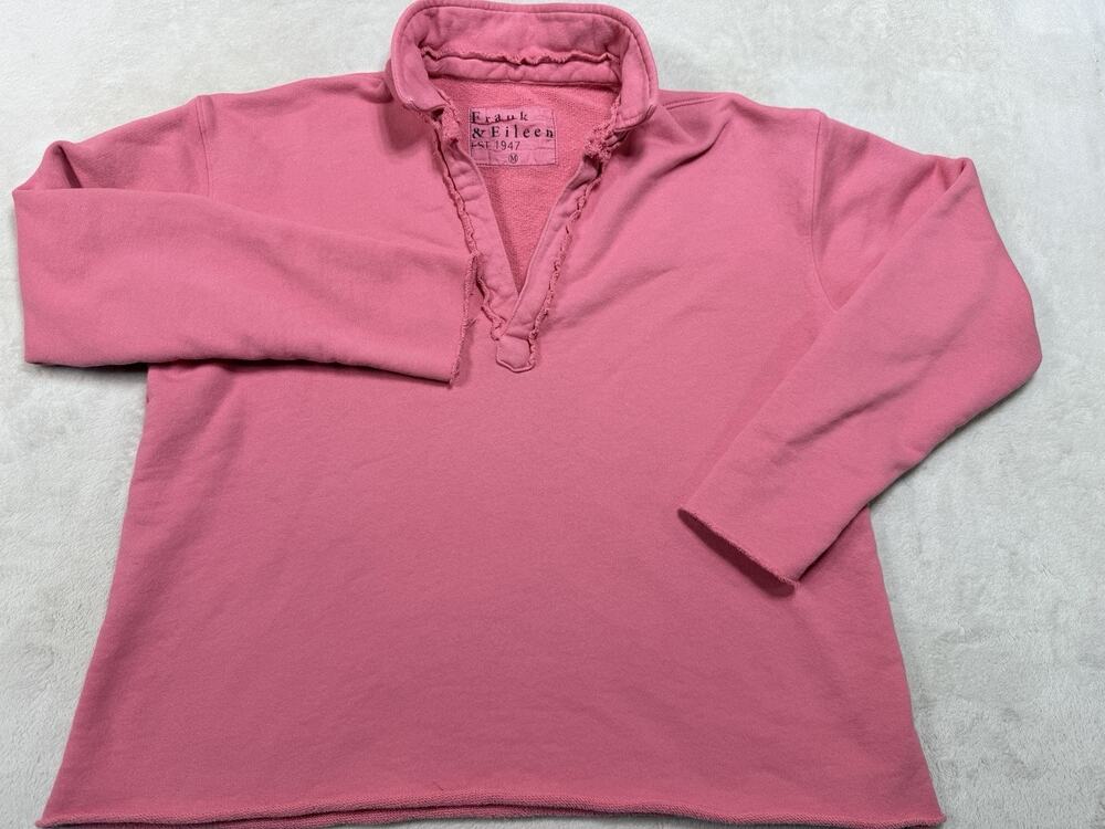 Frank & Eileen Patrick Popover Henley Sweatshirt Pink Triple Fleece Sz Med Coast